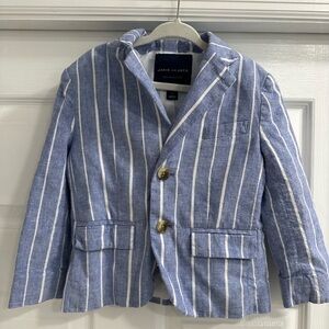 Janie and Jack Classic Cornflower Blue Striped Linen Blazer 3T